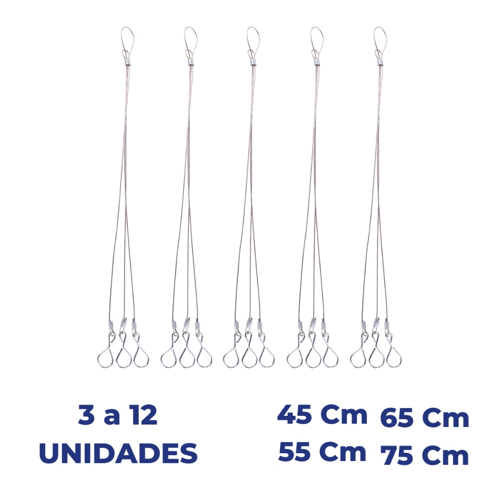 Kit 3 a 12 Cabo de Aço com Gancho Corrente Tripla, Para Pendurar Vaso de Planta e Suporte de Vaso em Oferta na Shopee