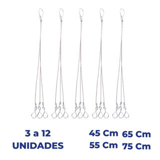 Kit 3 a 12 Cabo de Aço com Gancho Corrente Tripla, Para Pendurar Vaso de Planta e Suporte de Vaso em Oferta na Shopee