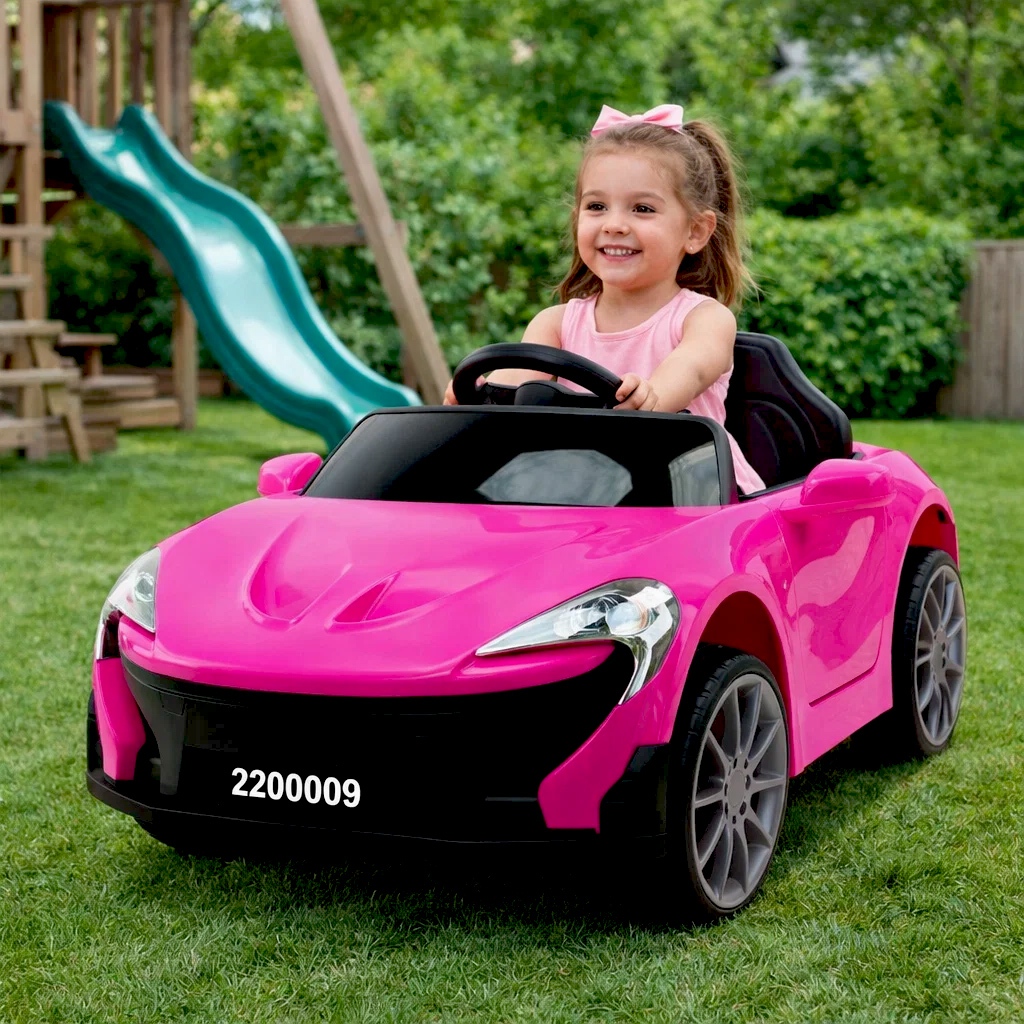 Carro elétrico infantil 6v rosa estilo mclaren esportivo mini veículo bateria passeio