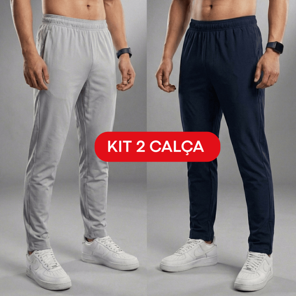 Kit 2 Calça Masculina Leve de Elastano Academia Treino Caminhada Esportes Confortável Dia a Dia