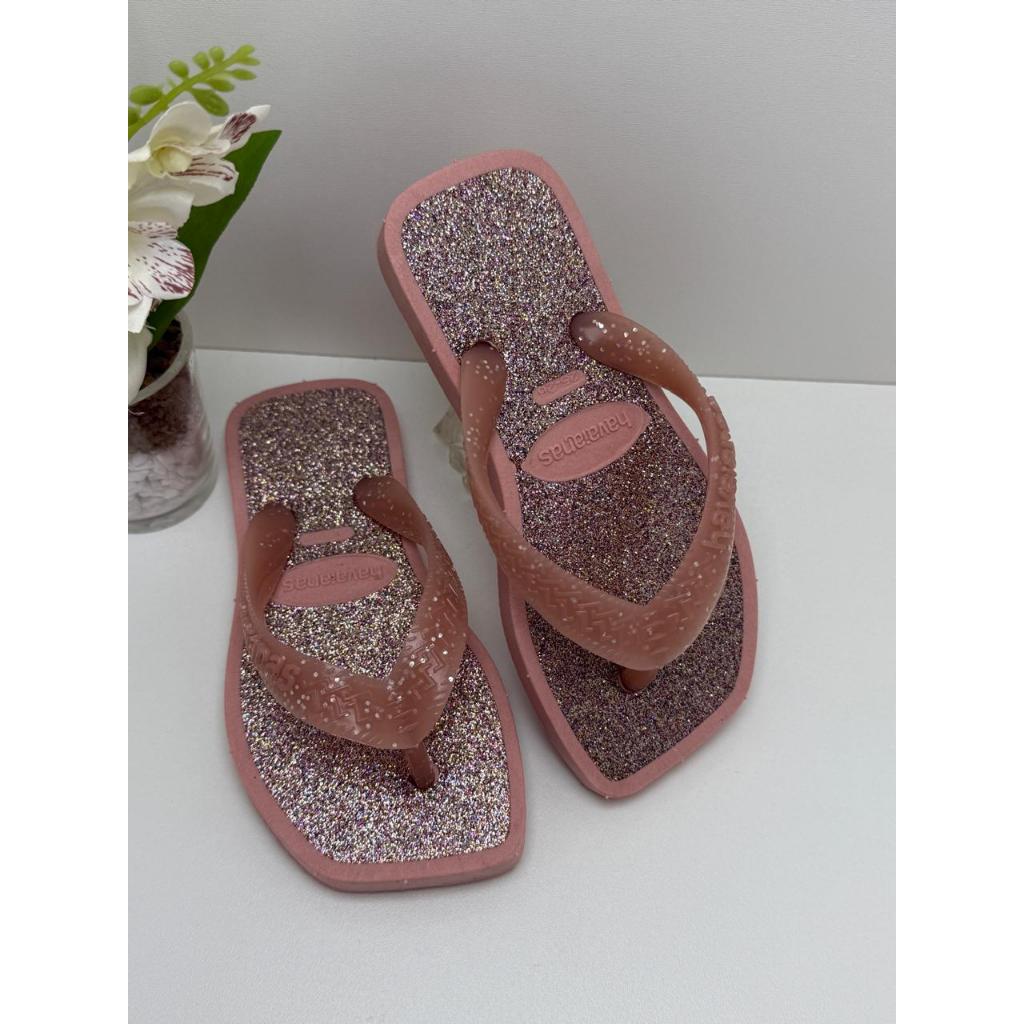 Chinelo de Dedo Inafantil Com Gliter