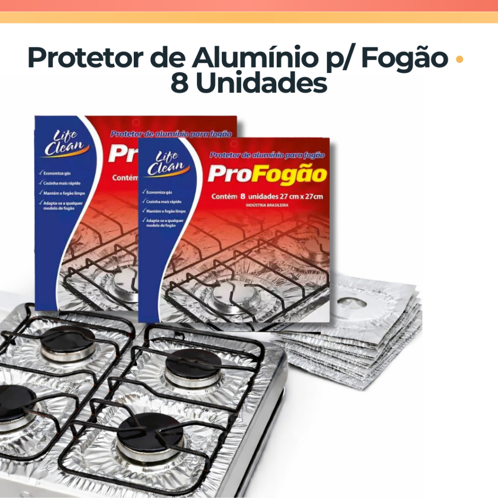 Protetor de Aluminio para Fogão 8 FOLHAS LIFE CLEAN