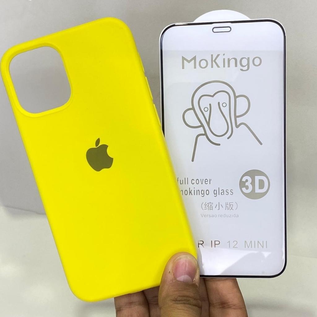 Capa IPhone 12 Mini + Película 3D Kit Case Silicone Capinha Protetora Anti-Impacto