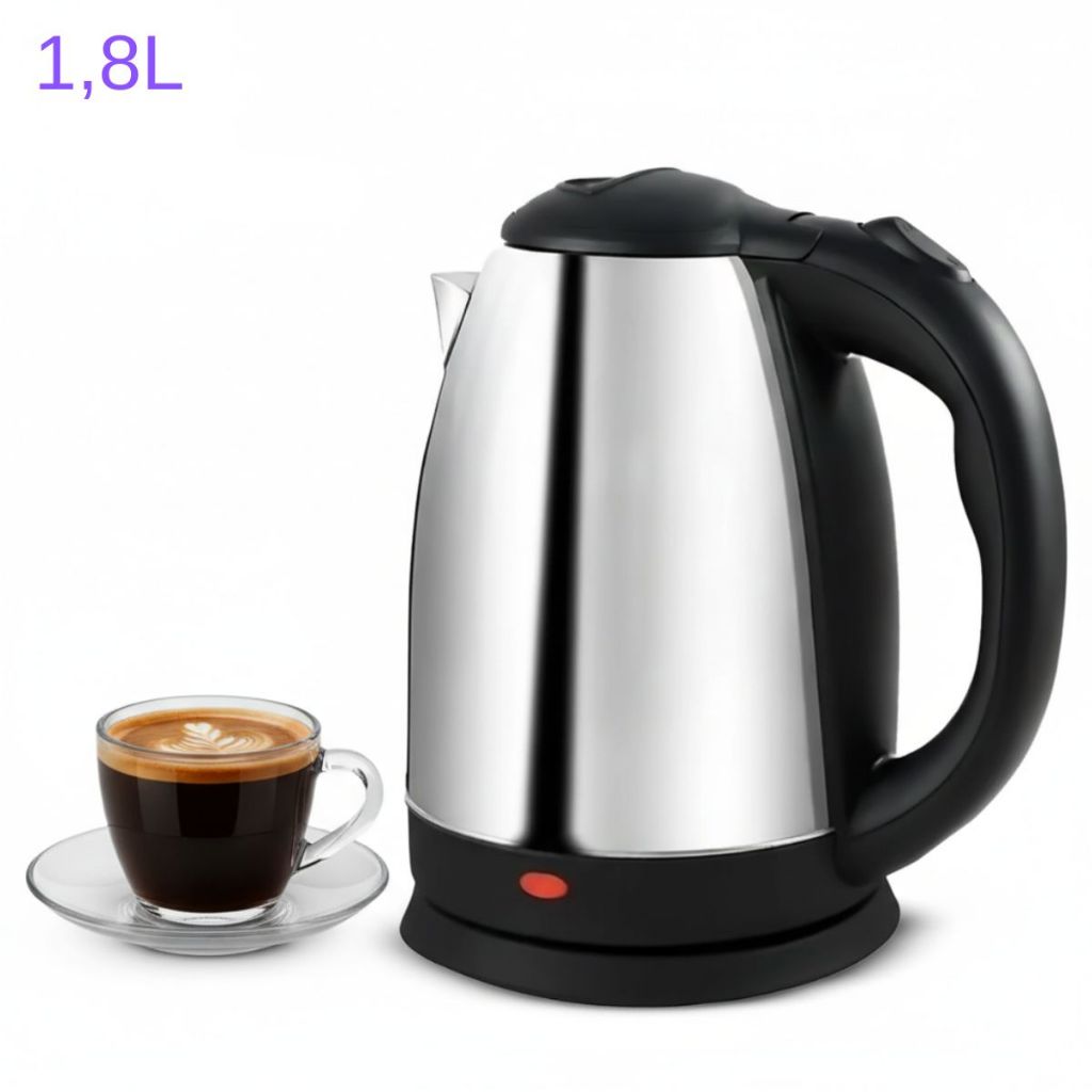 Chaleira Jarra Elétrica 127v-220v Térmica Bule Com Tampa Inox 1,8L Ferve Água Chá Café Cozinha