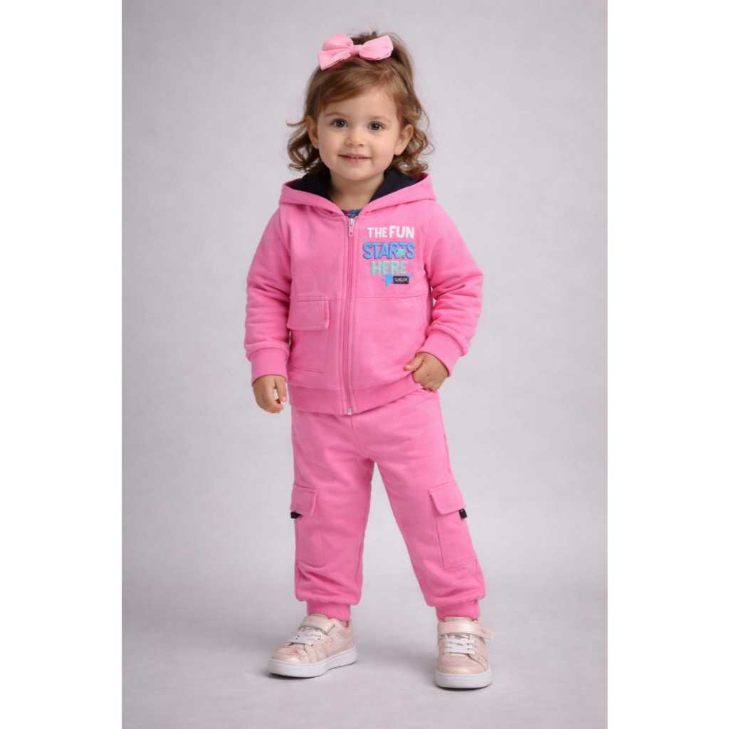 Conjunto Infantil Bebê Menina Inverno Forrado Serelepe Kids 1 a 3 Anos–Moletom+Calça Quentinha