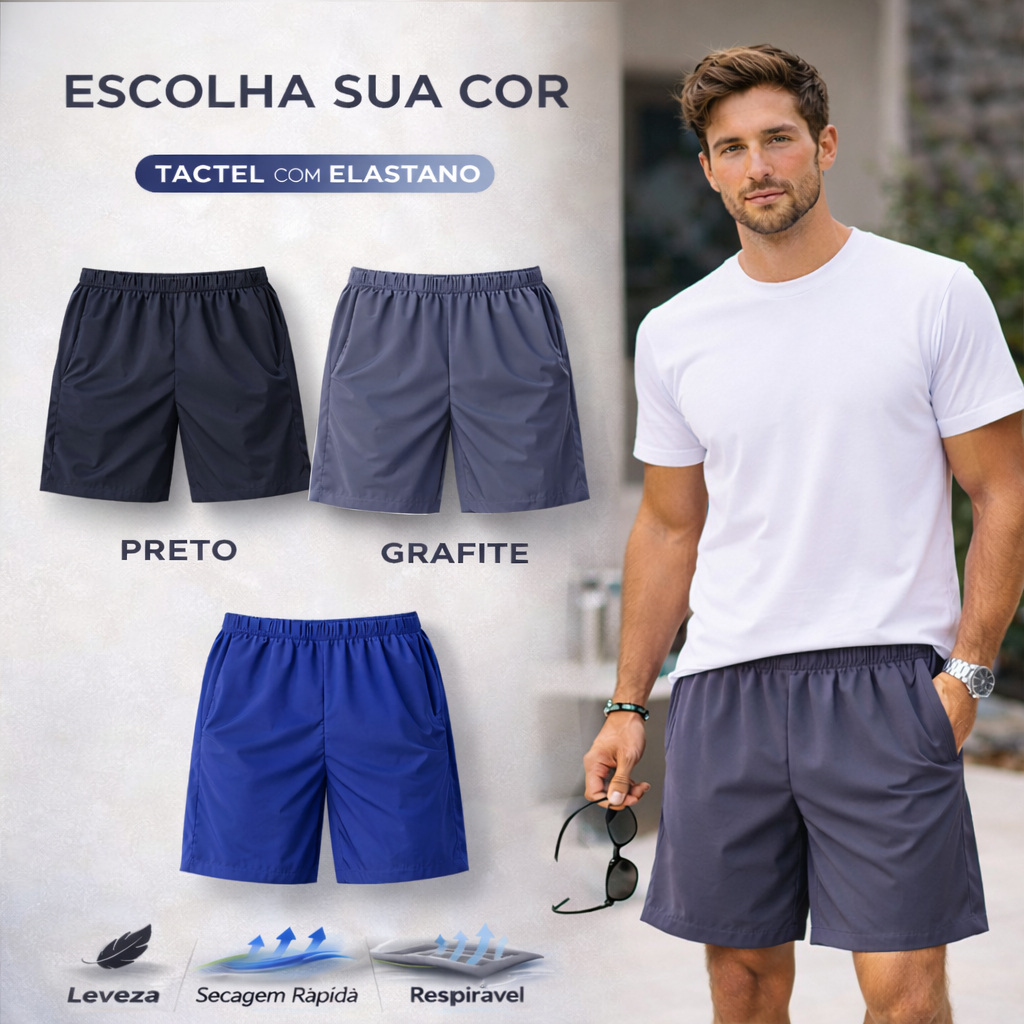 Bermudas Masculina Dry Fit academia Tactel com Elastano Bolso Fundo Shorts Academia alta qualidade