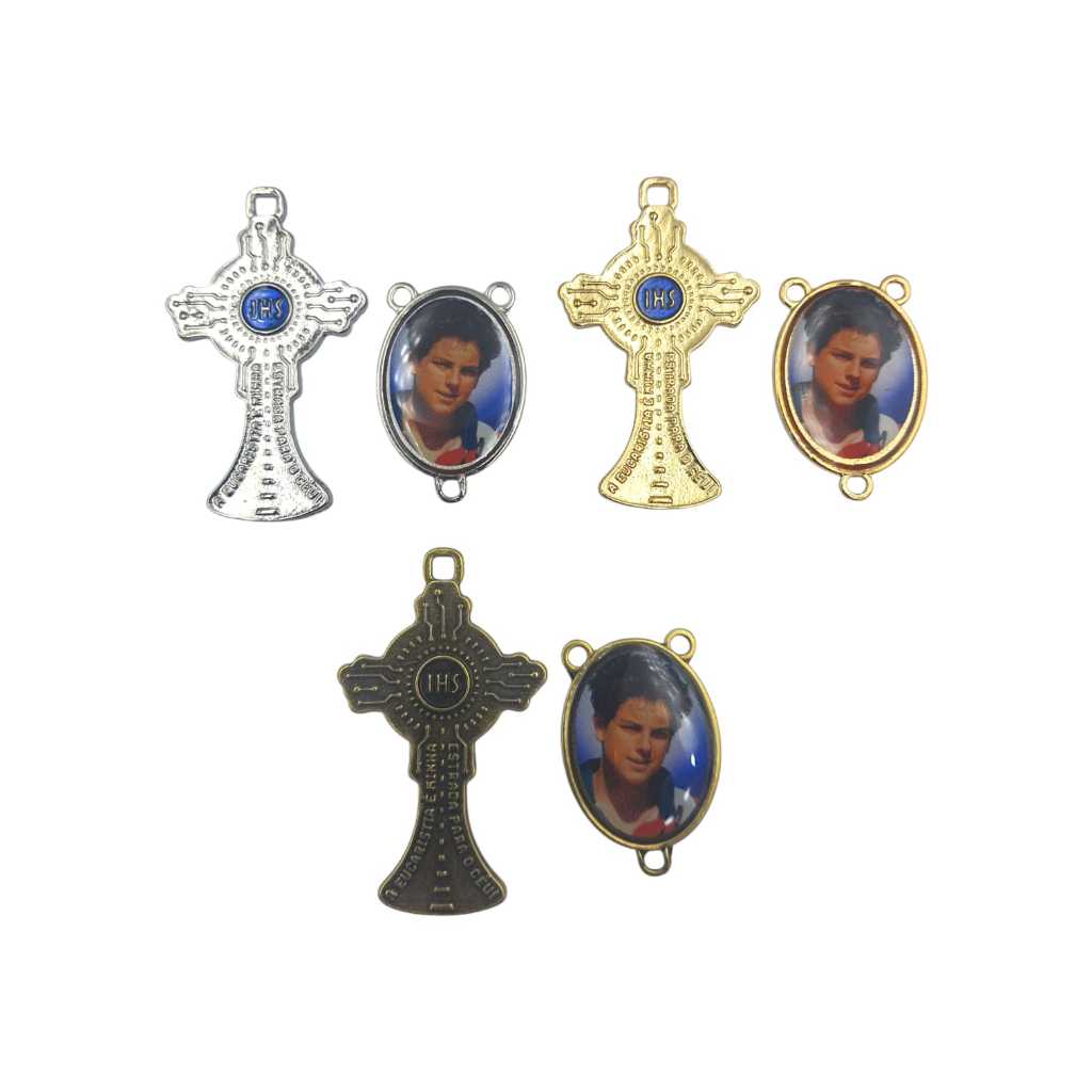 Kit Pingente Entremeio Cruz Carlo Acuttis Para Terços 2 Peças Cada em Oferta na Shopee