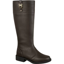 Bota Feminina Montaria Cano Longo Bico Arredondado Salto Grosso Baixo Detalhe Metal Montana GiGiL