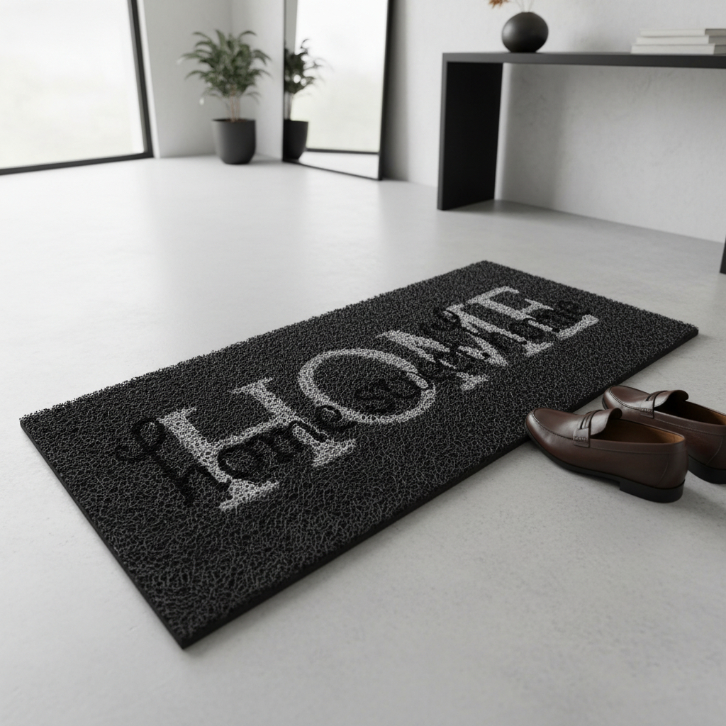 Tapete Capacho Porta Entrada Antiderrapante Térmico 70x30cm Home Sweet Home Cinza