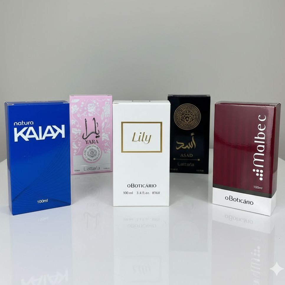Kit 5 PERFUME MASCULINO / FEMININO 100ml Alta Fixação e Longa Duração Presente Frasco em Vidro