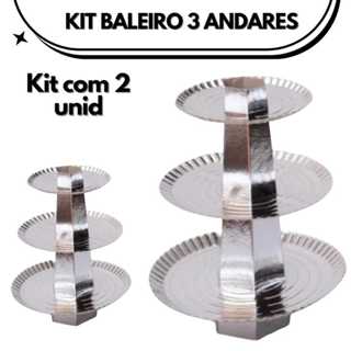 Kit 2 Baleiro de 3 Andares Para Bala de Coco Festa Aniversário em Oferta na Shopee