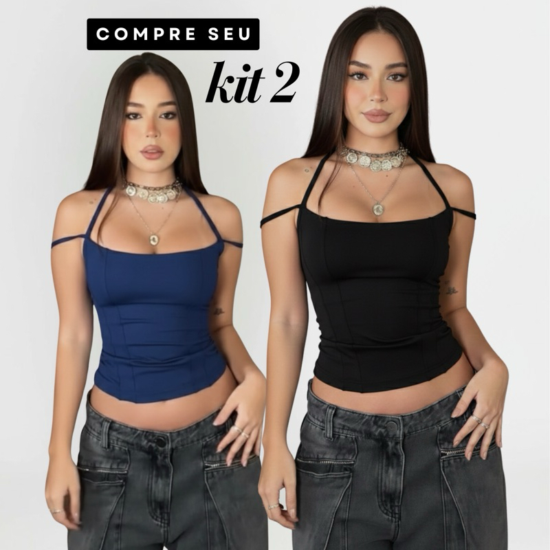Kit 2 Peças.Corselet Suplex Toque de Poliamida • Alta Compressão • Versátil •Confortável e Modela o Corpo . Moda Gringa. em Oferta na Shopee