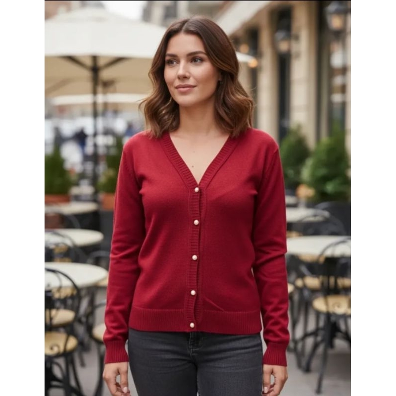 Casaco Liso Botões casaquinho Básico Elastano Blusa de frio Tricot inverno 2025 em Oferta na Shopee