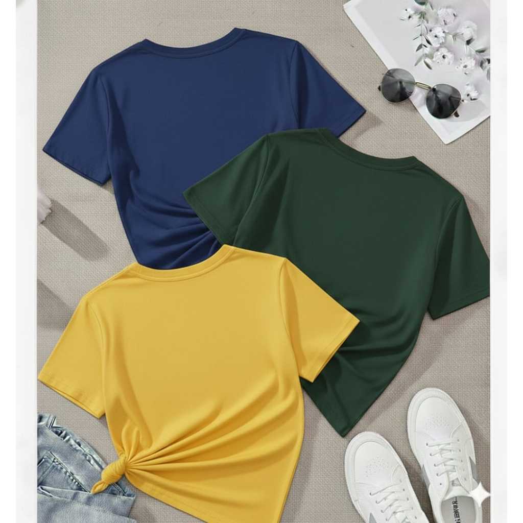 Kit 3 Camiseta 100% Algodão Várias Cores T-shirt Gola Redonda Feminina Camisa Unissex em Oferta na Shopee