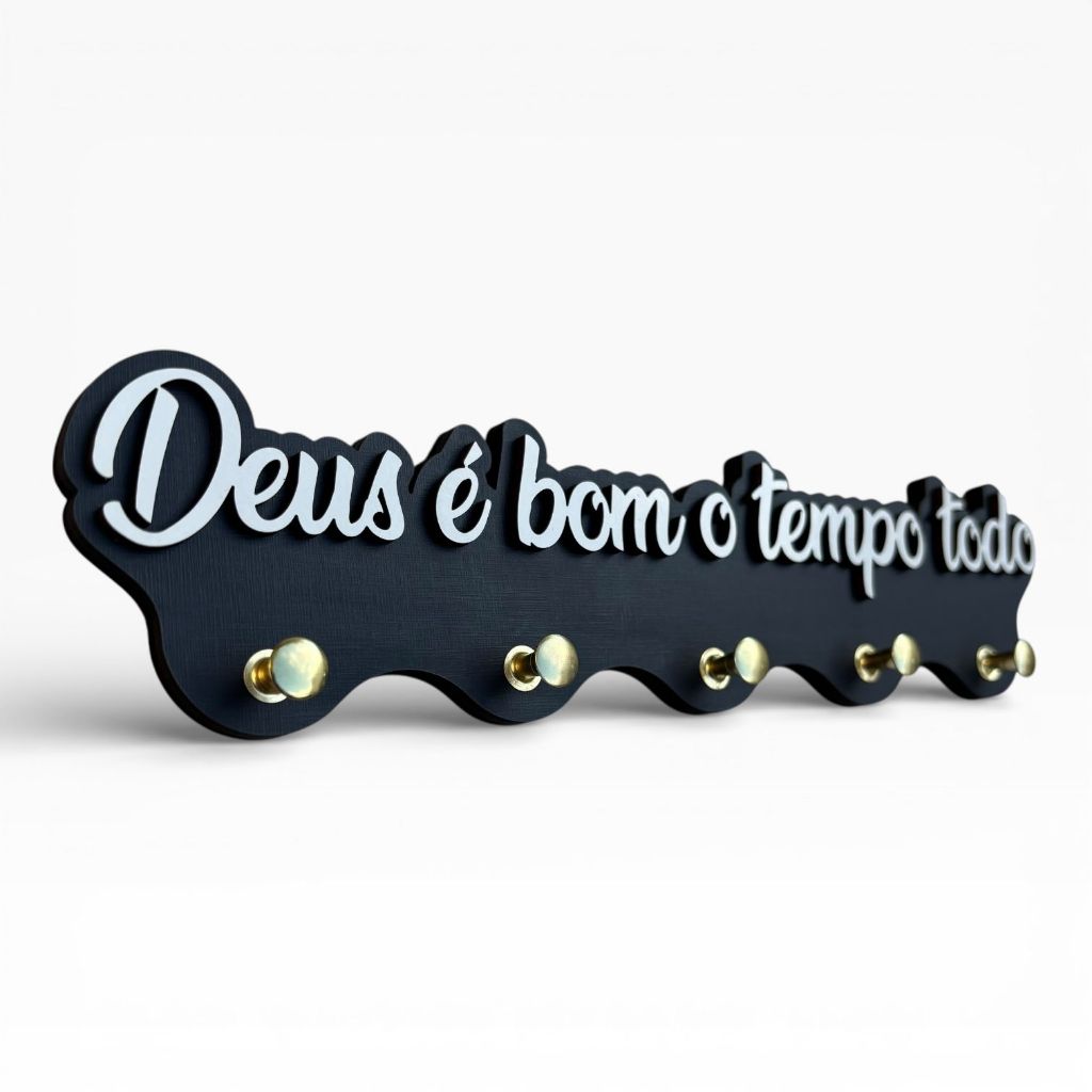 Porta Chaves Parede Suporte Decorativo Em Mdf Multiuso Frase Deus é Bom o Tempo Todo Envio Imediato