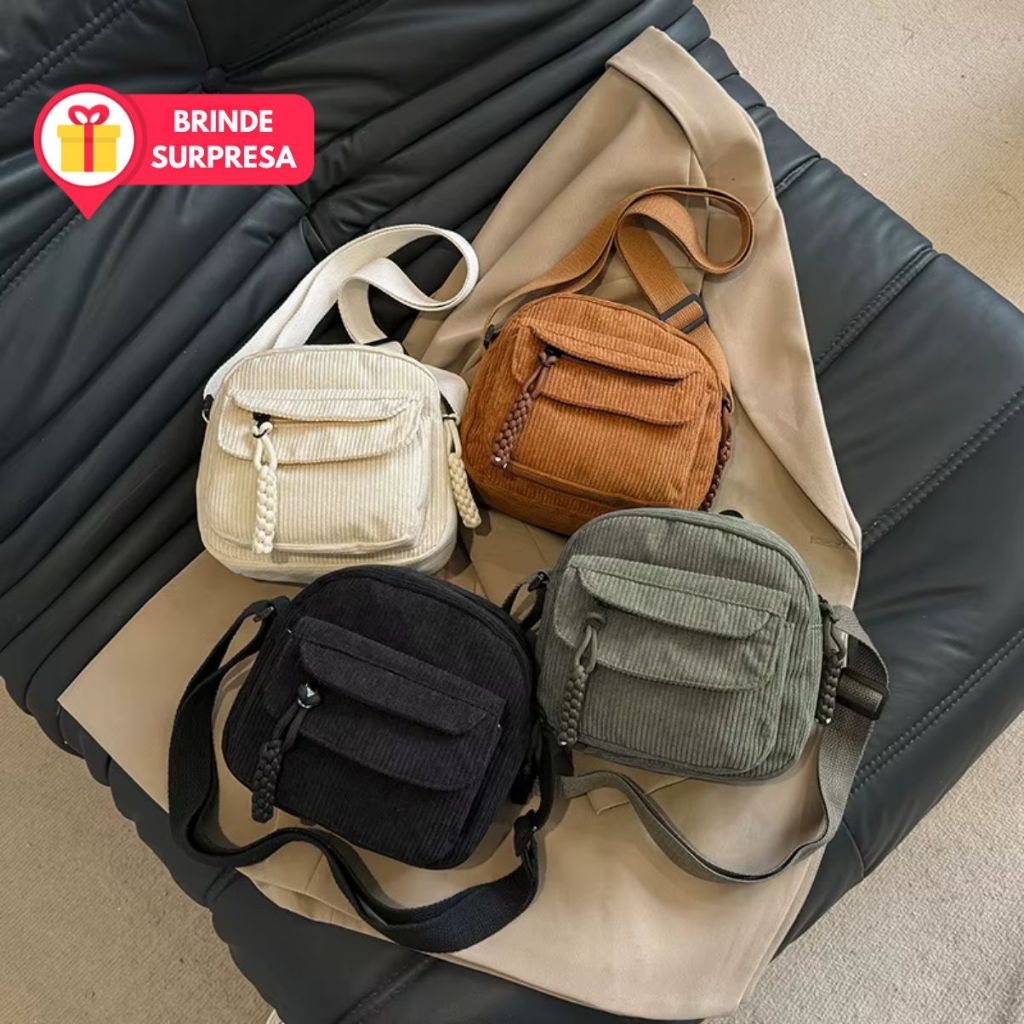 Bolsa Feminina Crossbody Veludo Moderna Versatil Sofisticada Academia Prática Linda Coreana Teen