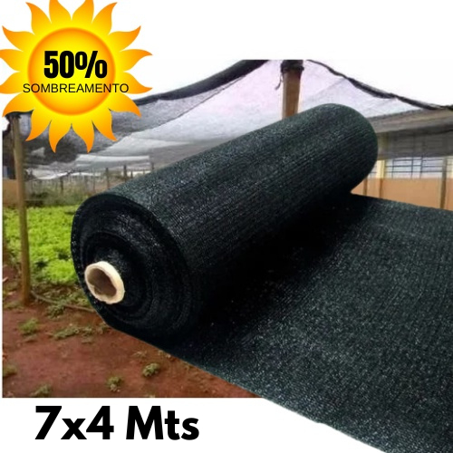 Tela Sombreamento 50% 7x4 Mts para Horta Jardim Orquidário Viveiro Proteção UV Alta Resistência 28m2