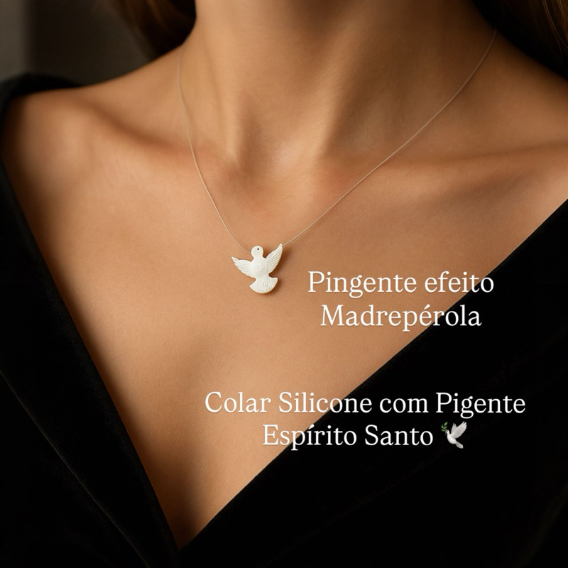Colar Silicone Espirito Santo Madre Pérola em Oferta na Shopee
