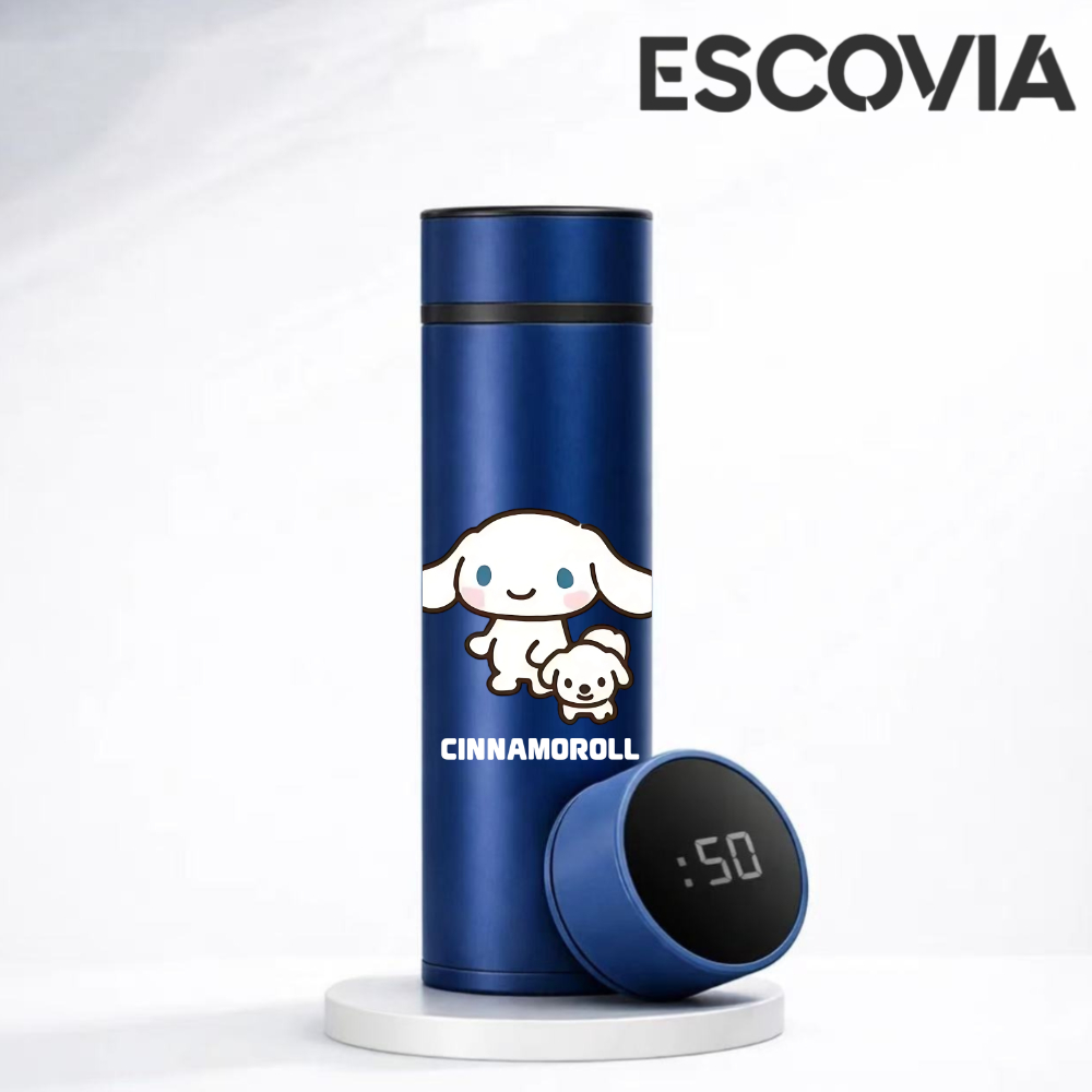 Garrafa Térmica Aço Inox Parede Dupla Sanrio Cinnamoroll com Medidor De Temperatura Digital 500ml