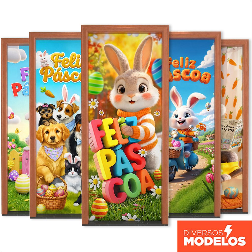 Capa de Porta Decorativa Páscoa 0,85x2,10m Em Tecido Sublimado com Elástico - Vários Modelos em Oferta na Shopee