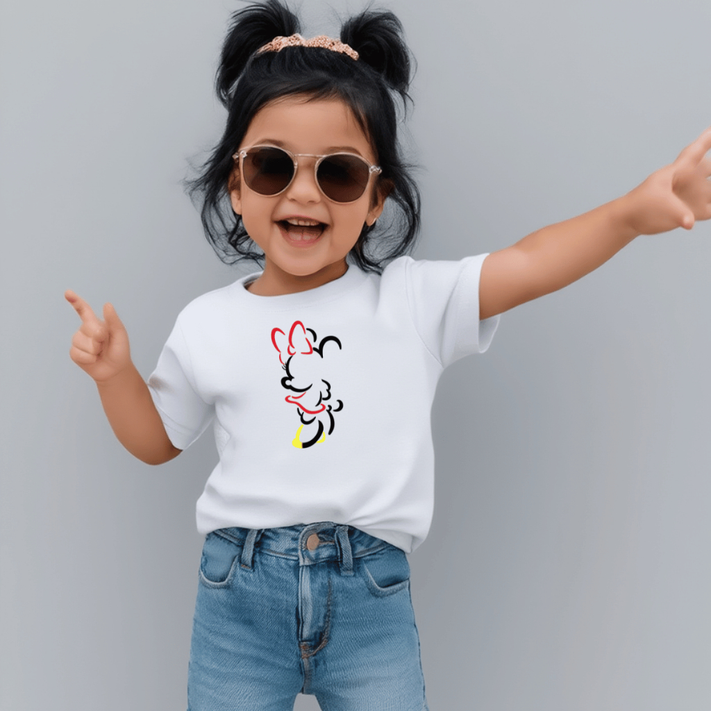 Camiseta Infantil Estampada Criança 100% Básica Manga Curta Unissex Masculina e Feminino Básica Desenho Animado Silueta