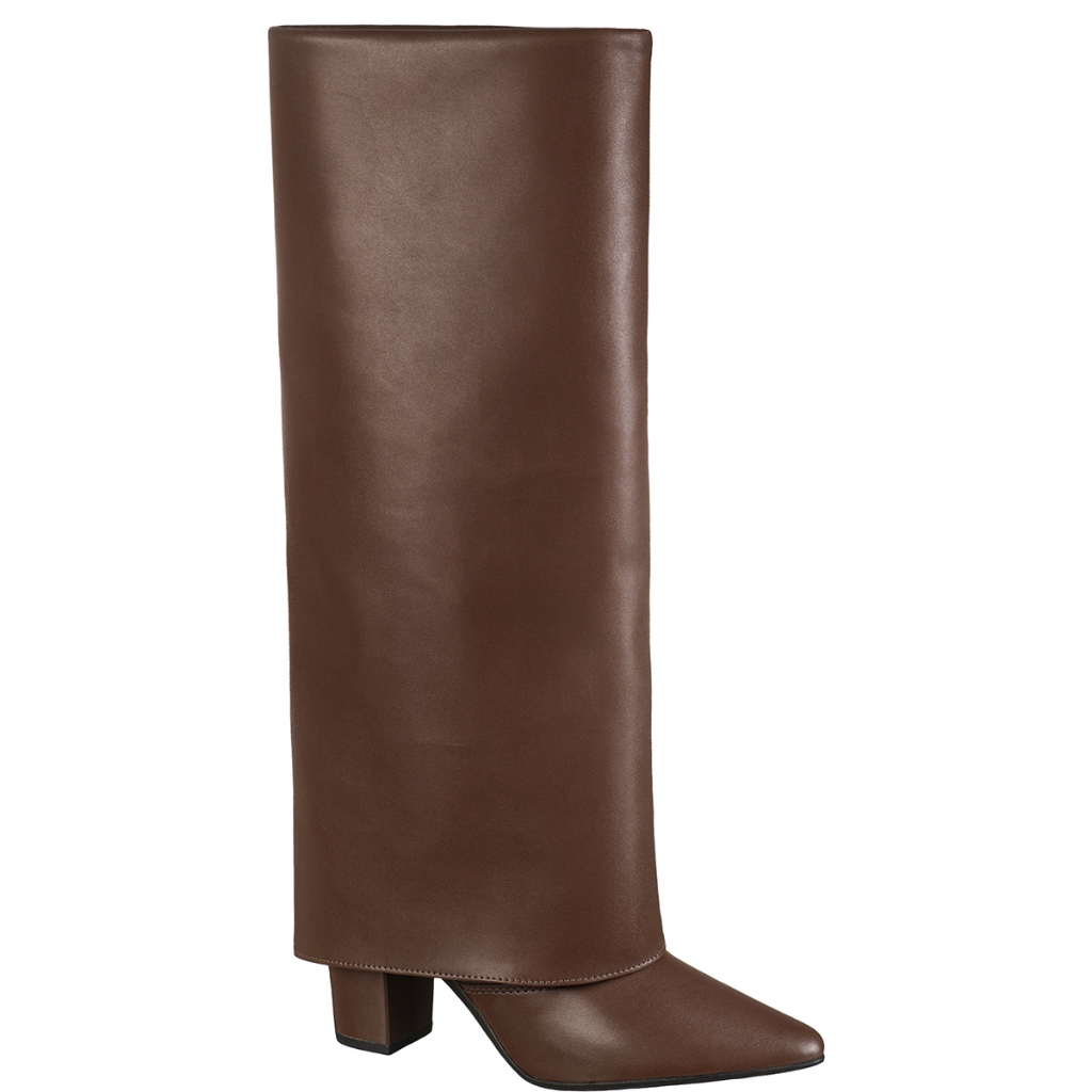 Bota Capa Feminina Cano Longo Salto Alto Bloco Bico Fino Elegante Moda Capry GiGiL em Oferta na Shopee