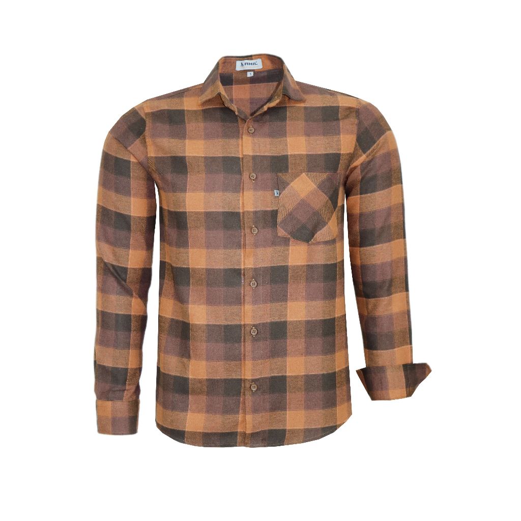 Camisa Xadrez Social Amil Maga Longa Flanela Fio Tinto Bolso 1929