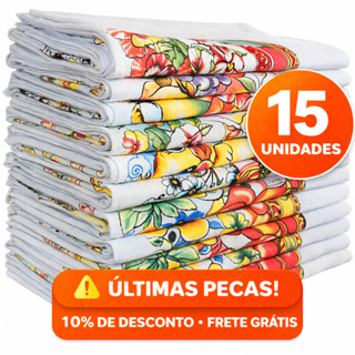 Kit Panos de Prato estampados sortidos 100% algodão alta absorção. em Oferta na Shopee
