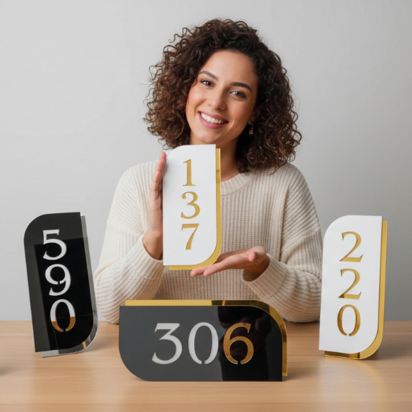 Placa com Número residencial em Acrílico 20cm e 30cm para apartamento casa prédio comércio personalizada em Oferta na Shopee