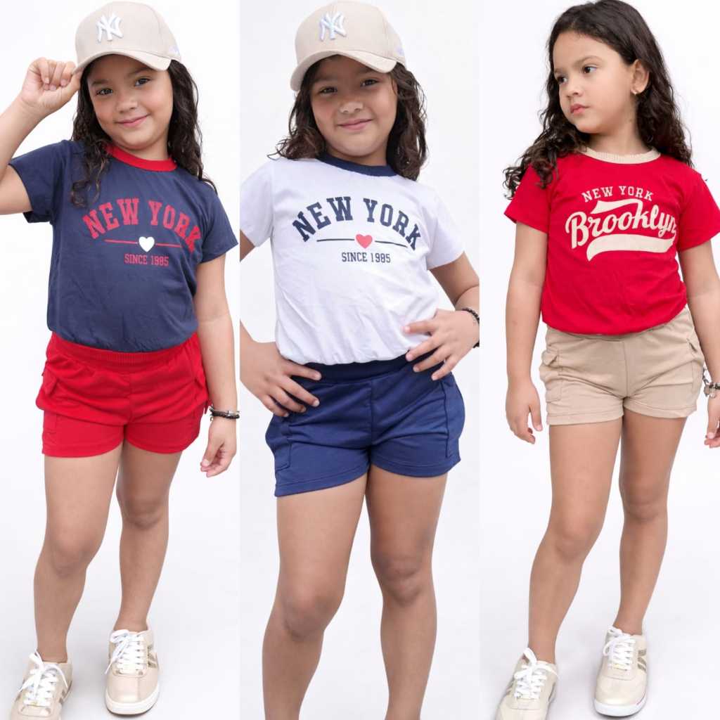 Conjunto Menina Cropped Alongado + Short  em Moletinho Moderno e Estiloso