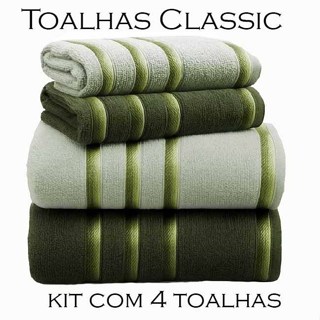 Kit/Jogo Toalhas 4 Peças 2 Banho + 2 Rosto Algodão Macia Luxo Classic Appel 390g/m² em Oferta na Shopee