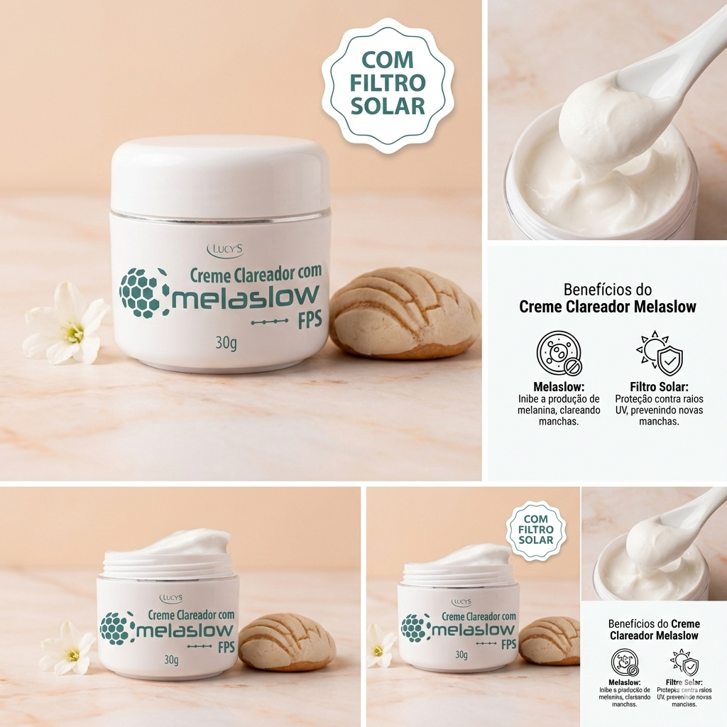 Creme Hidratante Facial Clareador com FPS e Melaslow Uniformizador de Tom 30g