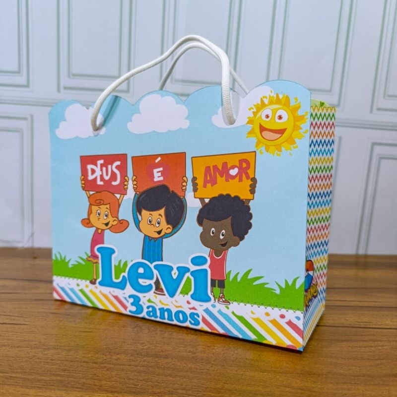 Sacolinha Personalizada 3 palavrinhas - Três palavrinhas– Lembrancinha Festa Infantil – Pegue e Monte