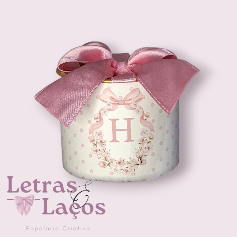 Kit Mini Tubolata 5x6 Personalizado - Poá Rosa com inicial para Chá de bebê/chá revelação/Lembrancinhas de Maternidade