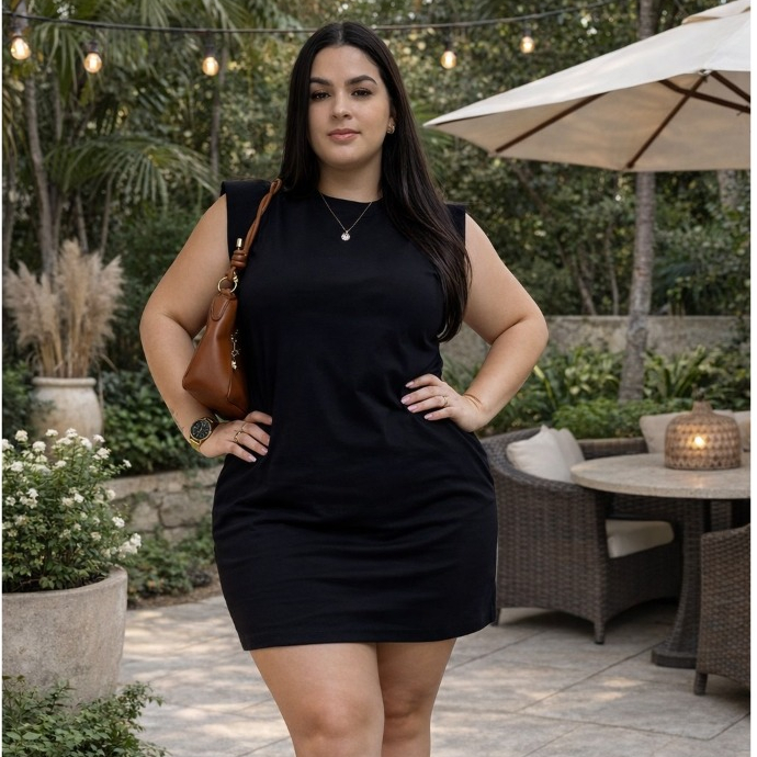 Vestido Muscle Manga Morcego Vestido Confortavel de Algodão Modelo Casual Vestido Curto Plus Size