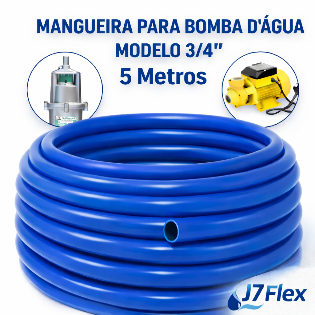 Mangueira 5 Metros 3/4 Alta Vazão Uso em Bomba, Poço, Lava-Rápido