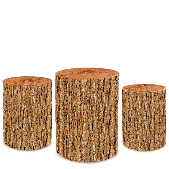 Kit Trio Capa De Cilindro Em Tecido Para Decoração Festa Tema Tronco