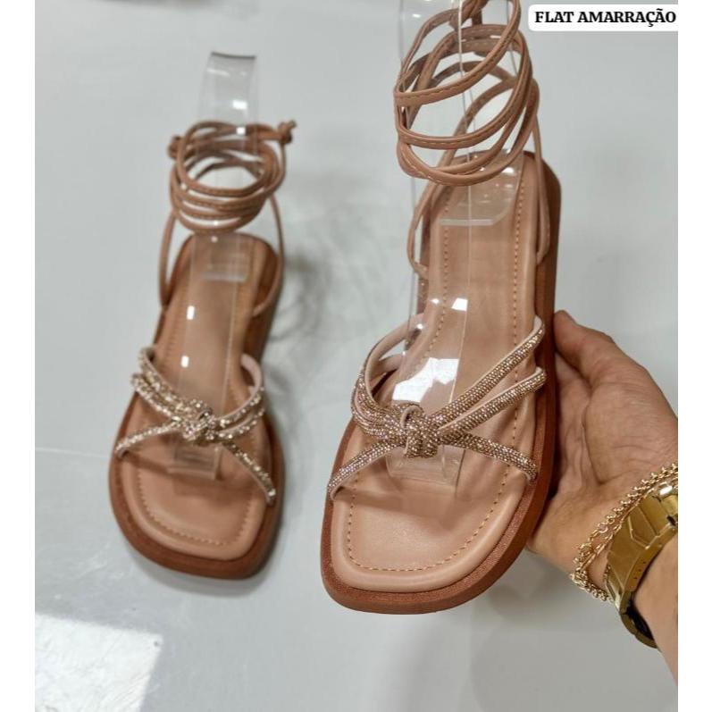 Papete Gladiadora de Amarrar Luxo Strass Plataforma Alta Branca caramelo amarrar confortavel