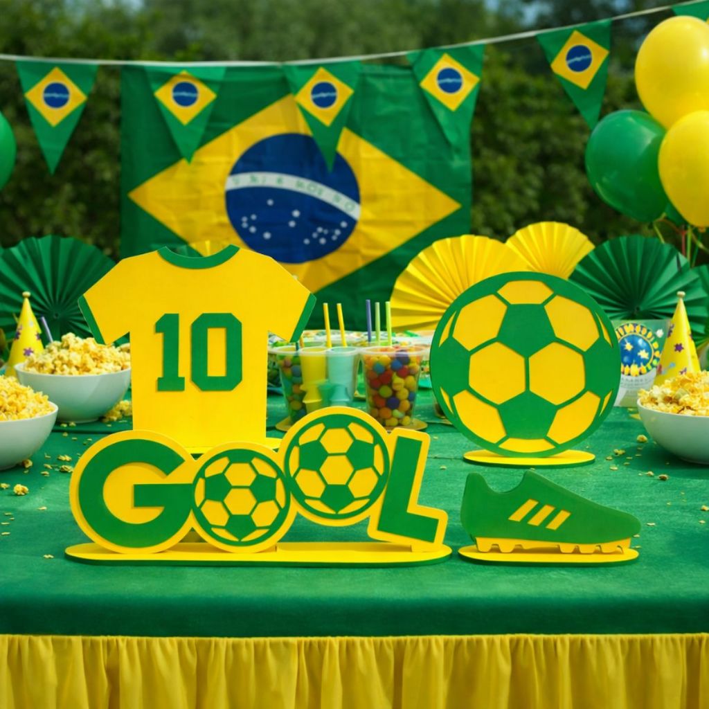 Kit Display Futebol Mdf Festa Decoração Copa Do Mundo em Oferta na Shopee