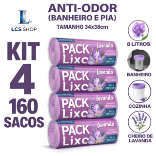 Kit 4 Rolos Saco Lixo 8L 160 Unidades Lavanda Super Reforcado Nao Vaza Anti Odor Banheiro Pia em Oferta na Shopee