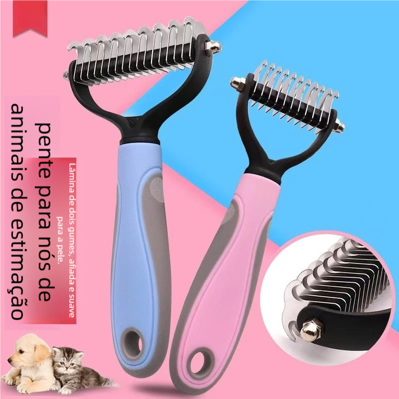 Desembolador Removedor Pelos Longos - Pente Rake para Pets de Pelagem Grossa