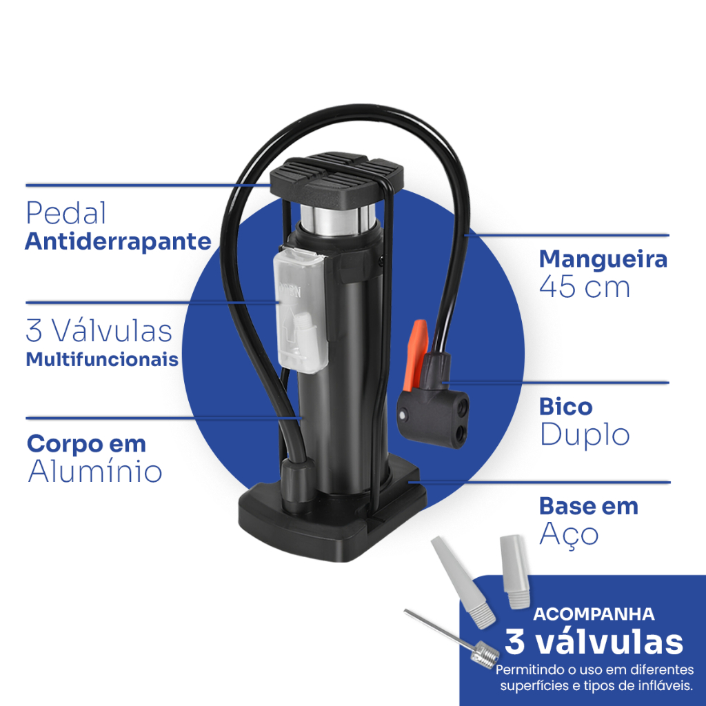 Bomba De Encher Pneus Bicicleta Carro Moto Bola Colchão Manual Portátil 160psi Preto em Oferta na Shopee