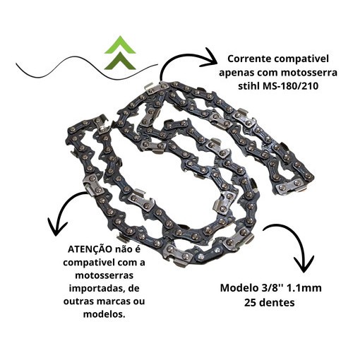 Corrente Para Motosserra Stihl Ms-180 e 210 25 dentes