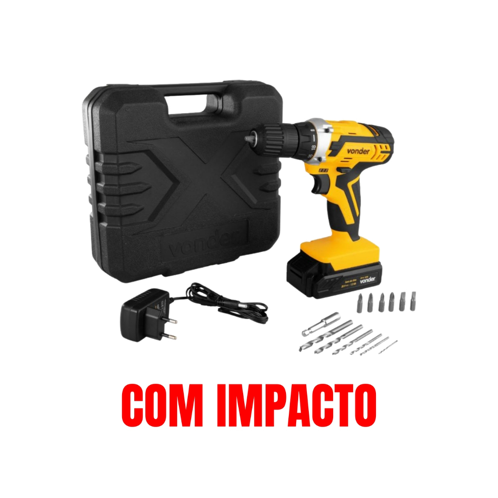 Parafusadeira 20V Vonder PFV238i Com Impacto com Carregador Bivolt e Maleta em Oferta na Shopee