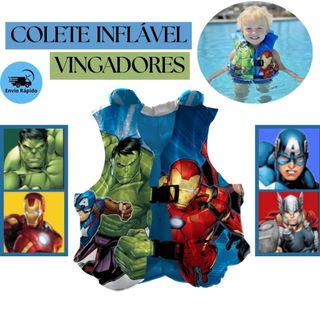 Colete Infantil Boia Vingadores Avengers Marvel Inflável Brinquedo Piscina Praia Rio Flutuação