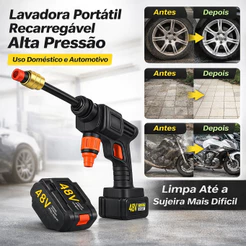 Lavadora de Alta Pressão Portátil Recarregável 1000W 48V