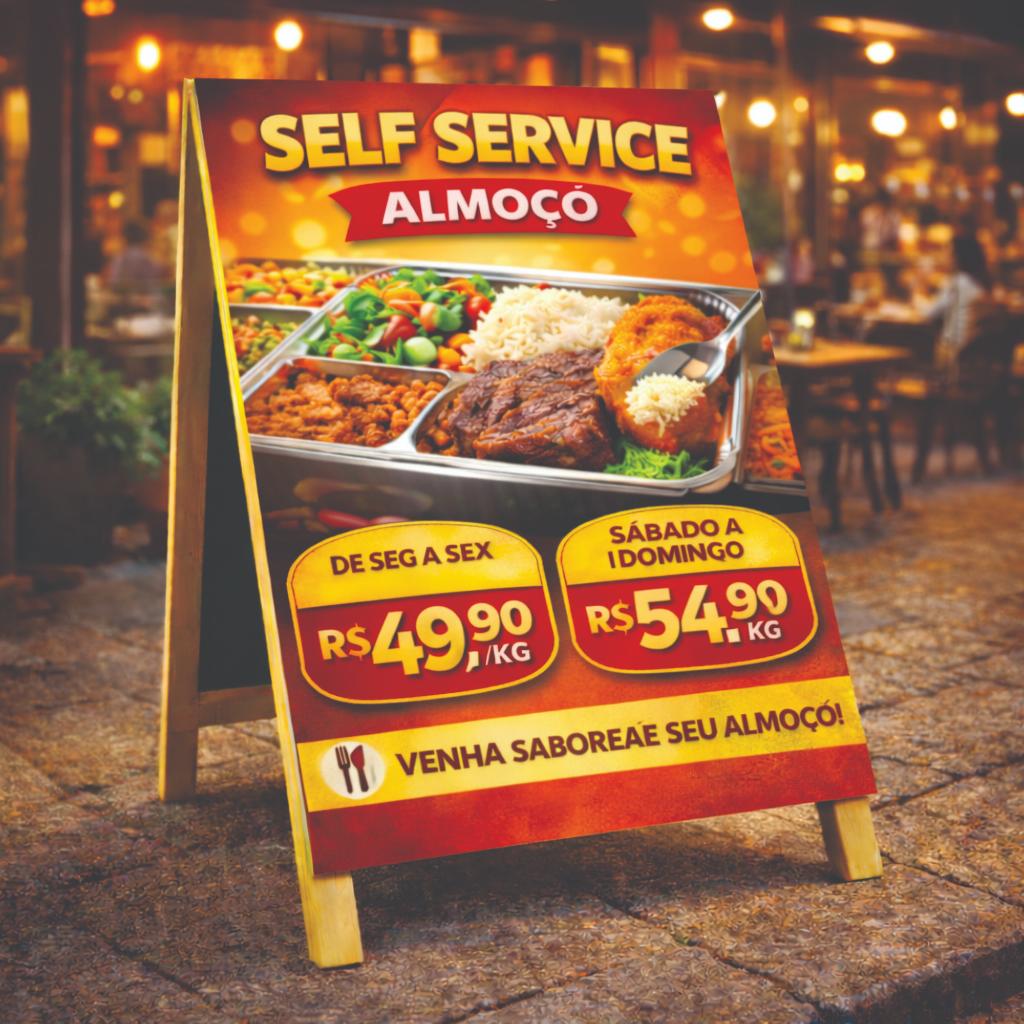 Cavalete de Madeira 55x110cm Para Self Service Dupla Face Personalizado - Arte Inclusa