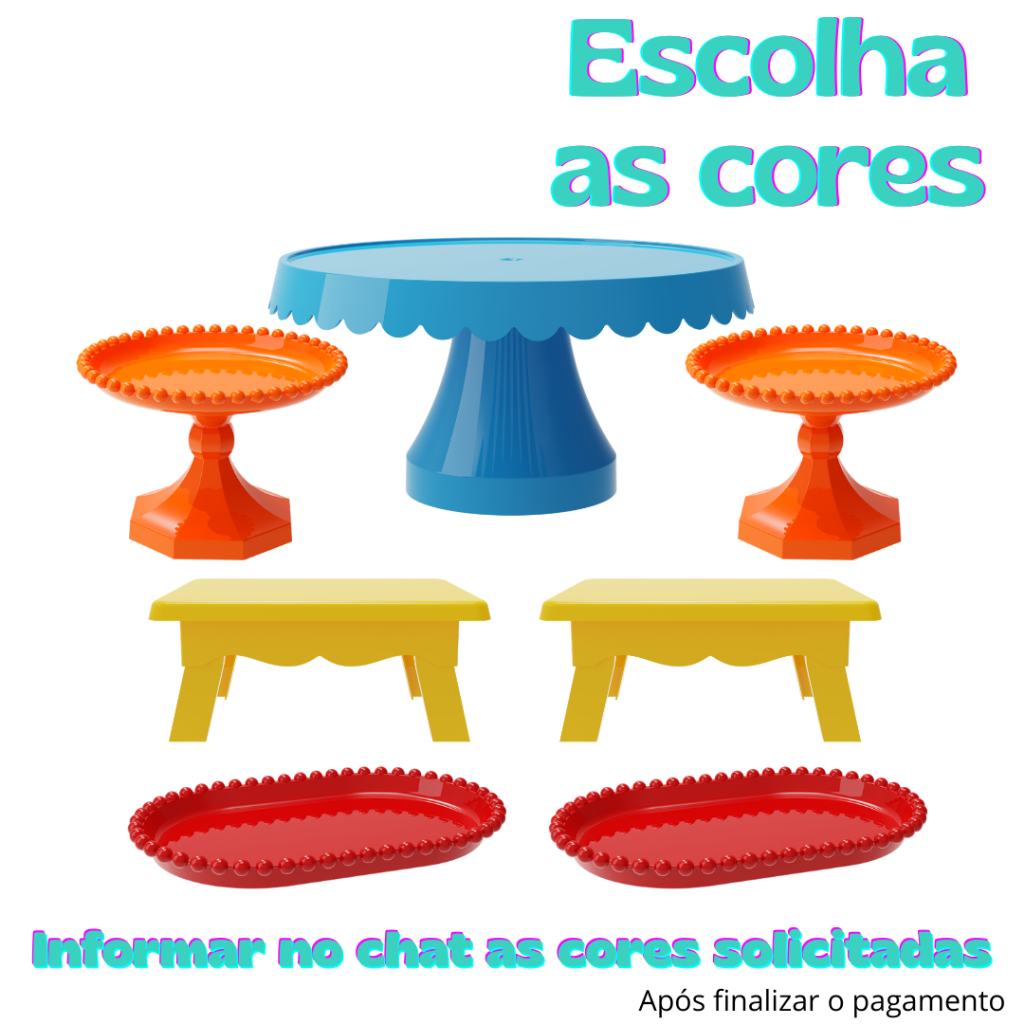 Kit 1 Boleira Popi Plus 2 Mini Boleiras Pérola 2 Mesas e 2 Bandejas Pérola com Cores Mescladas em Oferta na Shopee