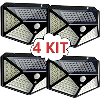 kit 4 Peças Luminária Solar De Parede Refletor 100 Led Sensor Presença Movimento Prova D' Água em Oferta na Shopee