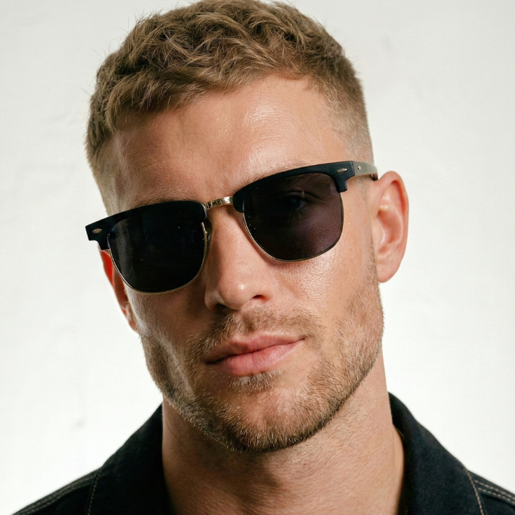 Óculos de Sol Lyon Preto e Dourado Club Clássico Retrô Oldstyle Vintage uv400 Feminino Masculino em Oferta na Shopee